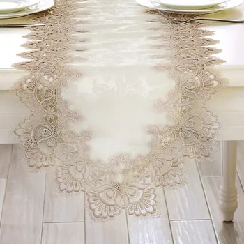 

White Embroidery Table Runner Elegant Lace Tableware for Dining Room Restaurant Cafe Wedding Party Event Catering Decoration P5