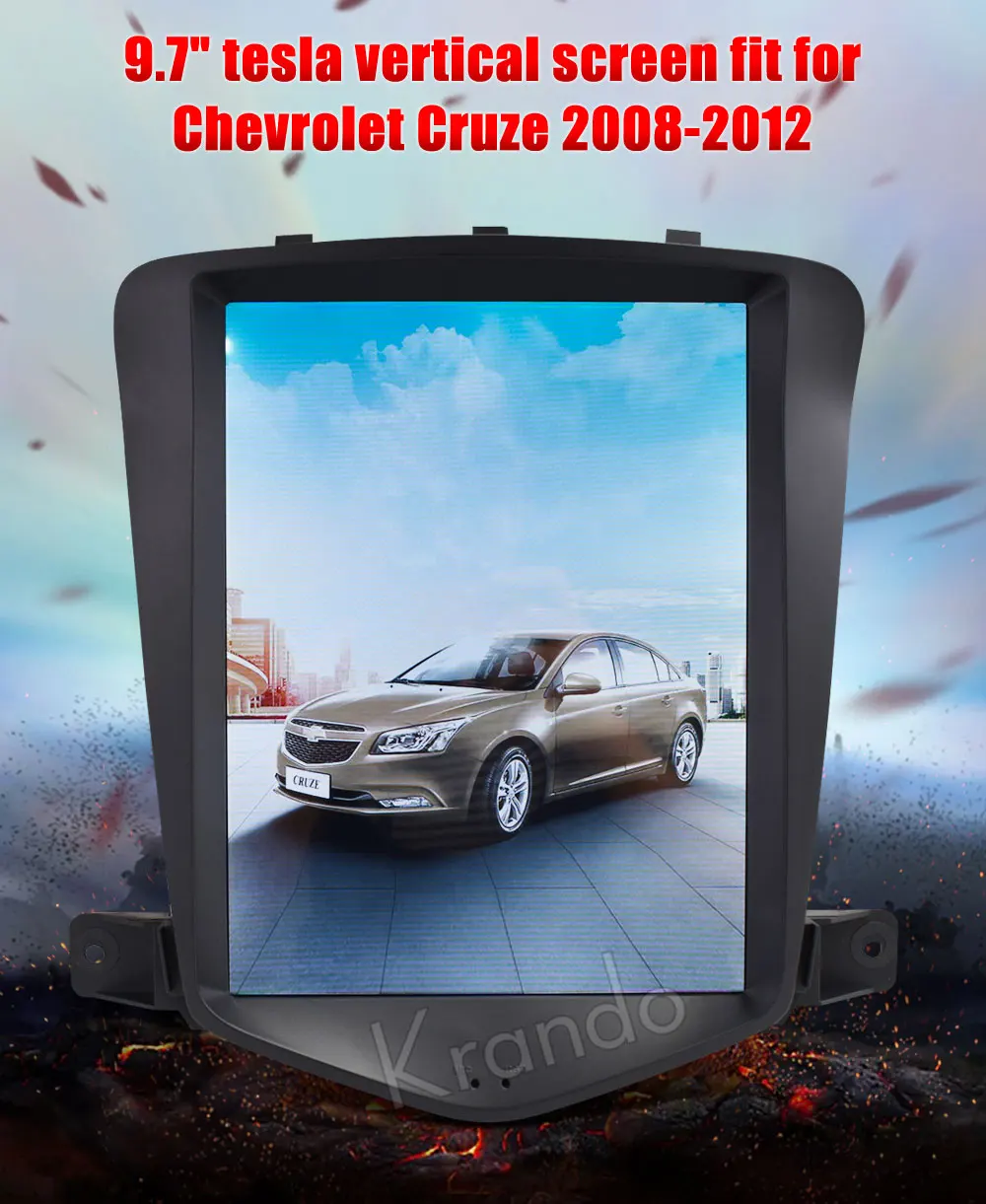 Perfect Krando Android 8.1 9.7" Tesla Vertical screen car audio radio system GPS for Chevrolet Cruze 2009-2014 navigation player BT 0