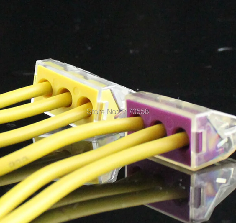 100pcs PCT 103D Push wire wiring connector For Junction box 3 pin conductor terminal blockin