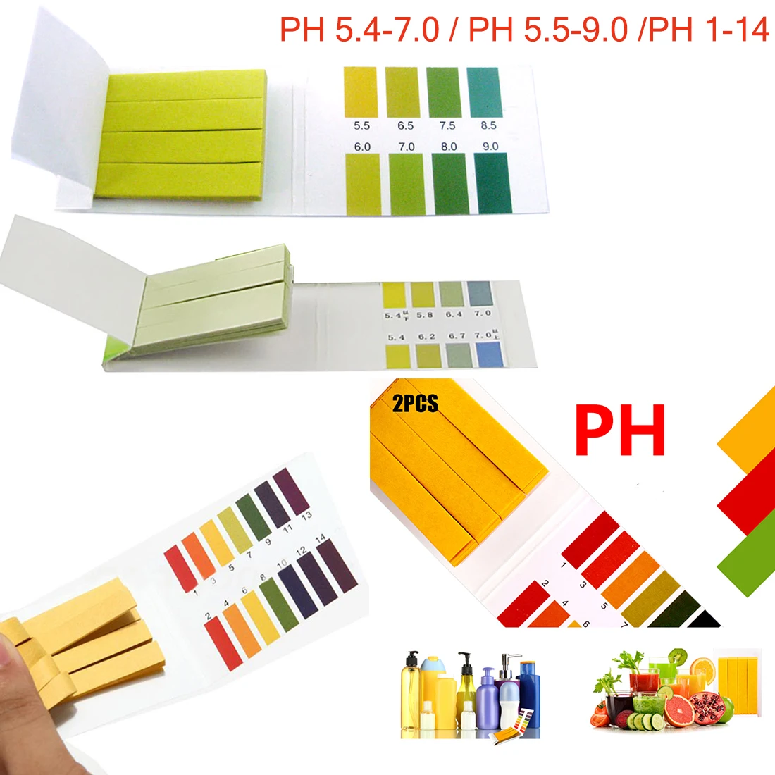 

PH 5.4-7.0,PH 5.5-9.0,PH 1 -14 Alkaline Test Papers Strips Indicator Lab Supplies Litmus Testing Kit For Plant,Water 80 Strips