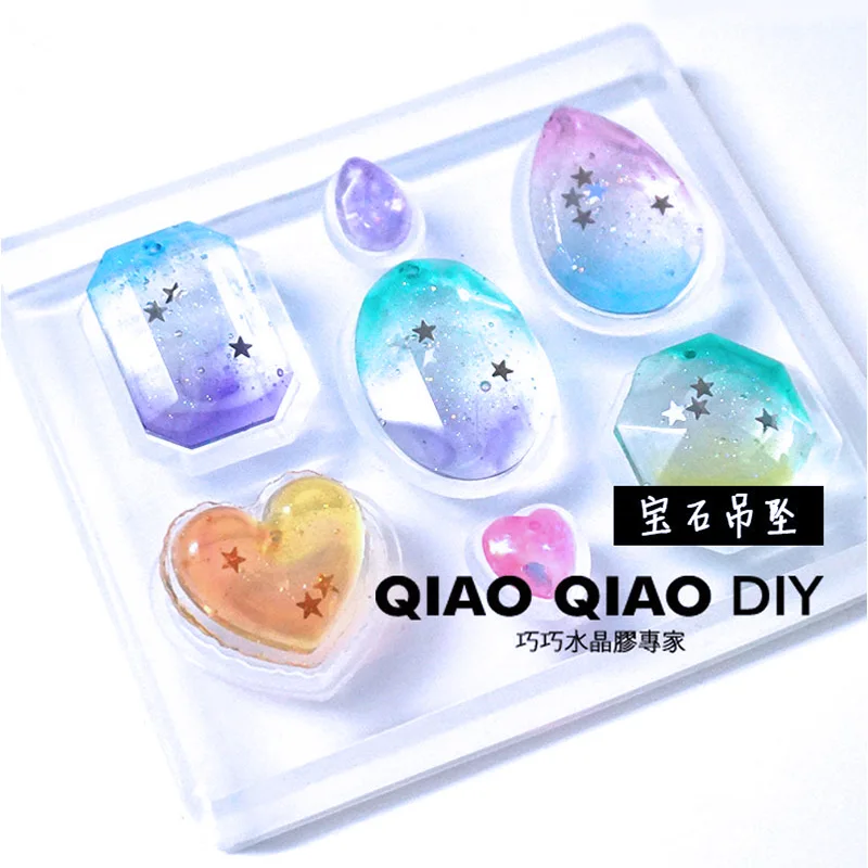 

1PC Diamon Pendant Craft DIY Transparent UV Resin epoxy Silicone Combination Molds for DIY Making Finding Accessories Jewelry