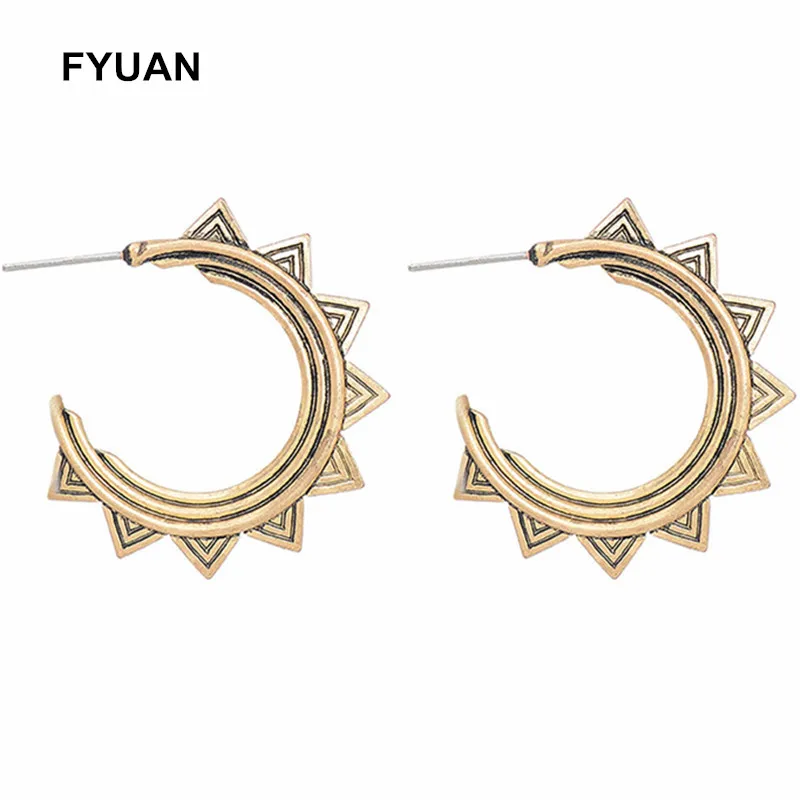 FYUAN классические открытые круглые серьги гвоздики для женщин антикварные