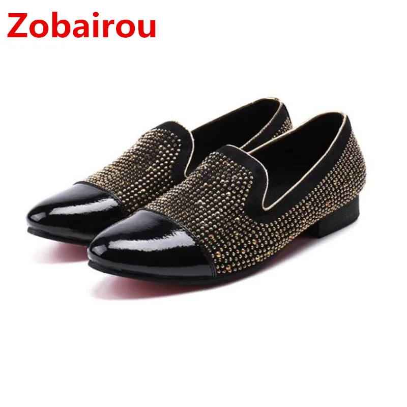 Zapatillas hombre/мужские лакированные кожаные черные туфли лоферы с заклепками casamento вечерние туфли мужские кожаные модельные оксфорды sapatos