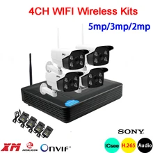 5mp/3mp/2mp белый 6 шт Массив светодиодов Водонепроницаемый двухстороннее аудио H.265+ 25fps 4CH 4 канала WI-FI Беспроводной IP Камера комплекты