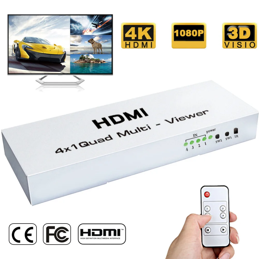 

HDMI 4 In 1 Out Seamless Switcher Screen Splitter Supports 1080P Multi-Format Switching EU US UK Plug