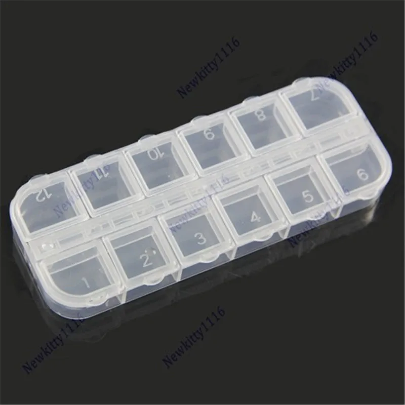 

5Pcs/lot 12 Cell Empty Plastic Storage Beads Rhinestones Box Case False Nail Art Set Tips Nail Art Tool B283260