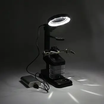 

Multifunctional 3X/4.5X/25X Welding Magnifying Glass LED Light Auxiliary Clip Loupe Desktop Magnifier Soldering Iron Repair Tool