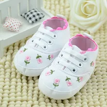 Baby Girl Shoes White Lace Floral Embroidered Soft Shoes Prewalker Walking Toddler Kids Shoes