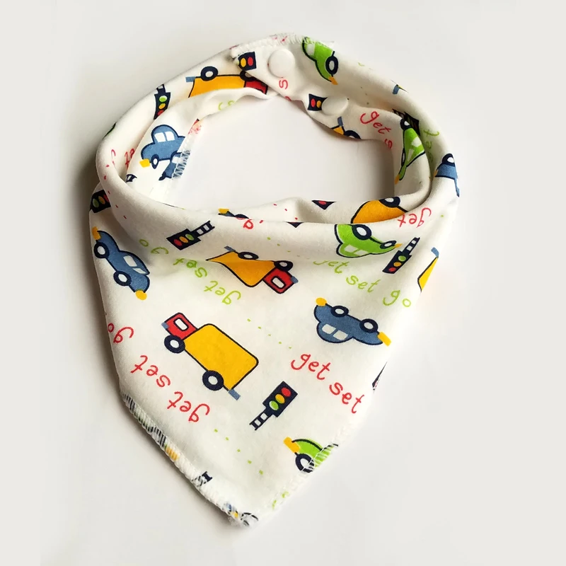 

Baby Bibs Cartoon Pattern Toddler Baby Waterproof Saliva Towel triangle double layers Cotton Infant Burp Cloths Feeding