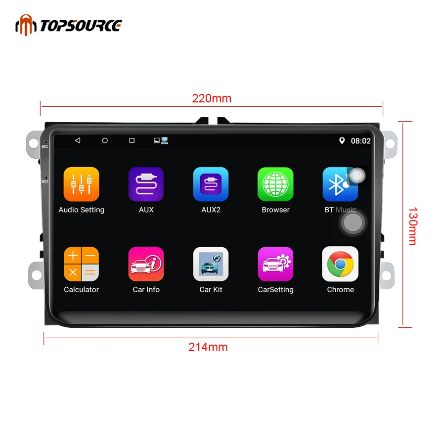 Excellent TOPSOURCE Car Radio Player 9 Inch Android 2 Din GPS Wifi Car Multimedia Player For VW/Volkswagen/POLO/PASSAT/Skoda/Seat/Fabia 2