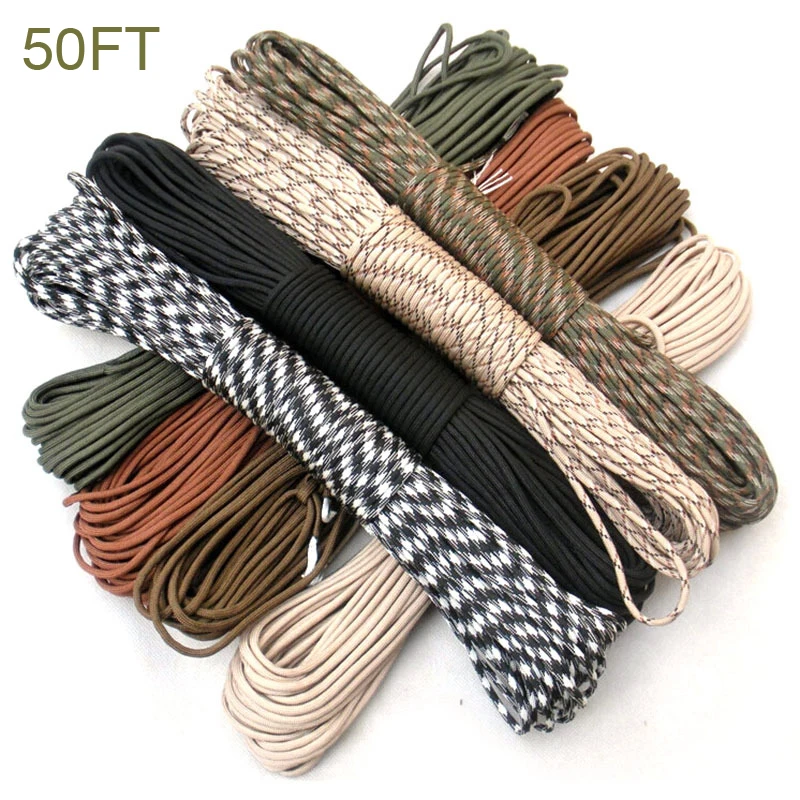 

Camouflage 50FT 550LB Parachute Cord 7 Inner Strands 4MM Climing Hiking Rope Outdoor Survival Paracord Tent Lanyard