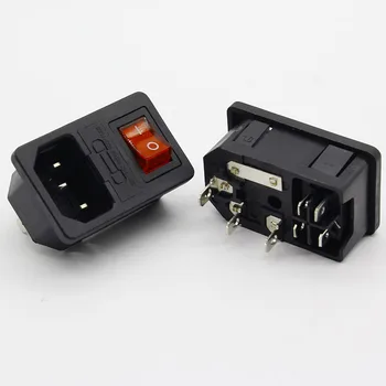 

Red Rocker Switch Fused IEC 320 C14 IPZ-104 Inlet Power Socket Fuse Switch Connector Plug Connector with 10A Fuse