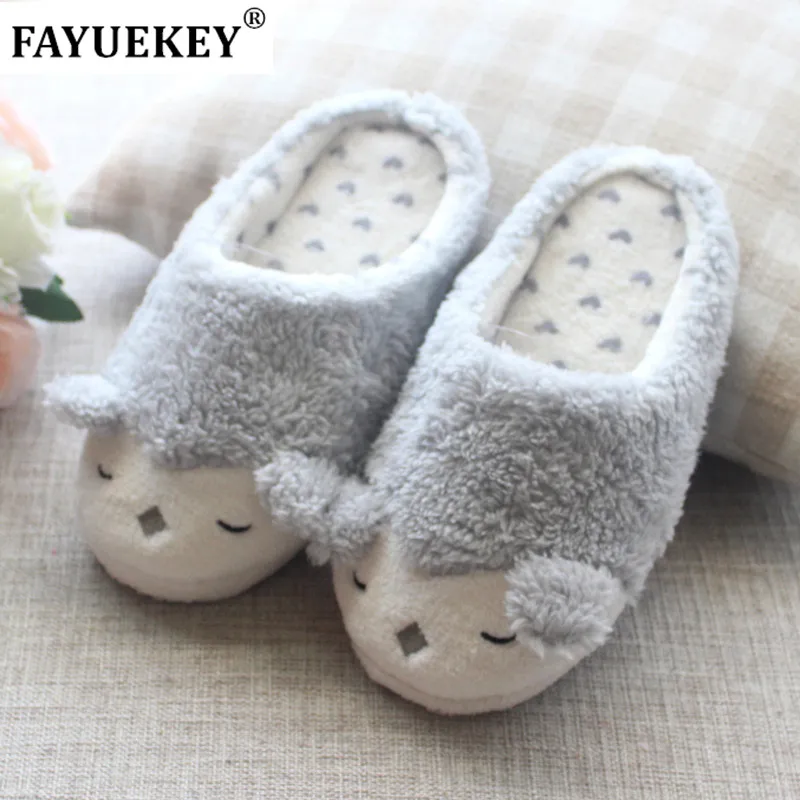 Женские плюшевые тапочки FAYUEKEY на мягкой подошве с рисунком совы теплые домашние
