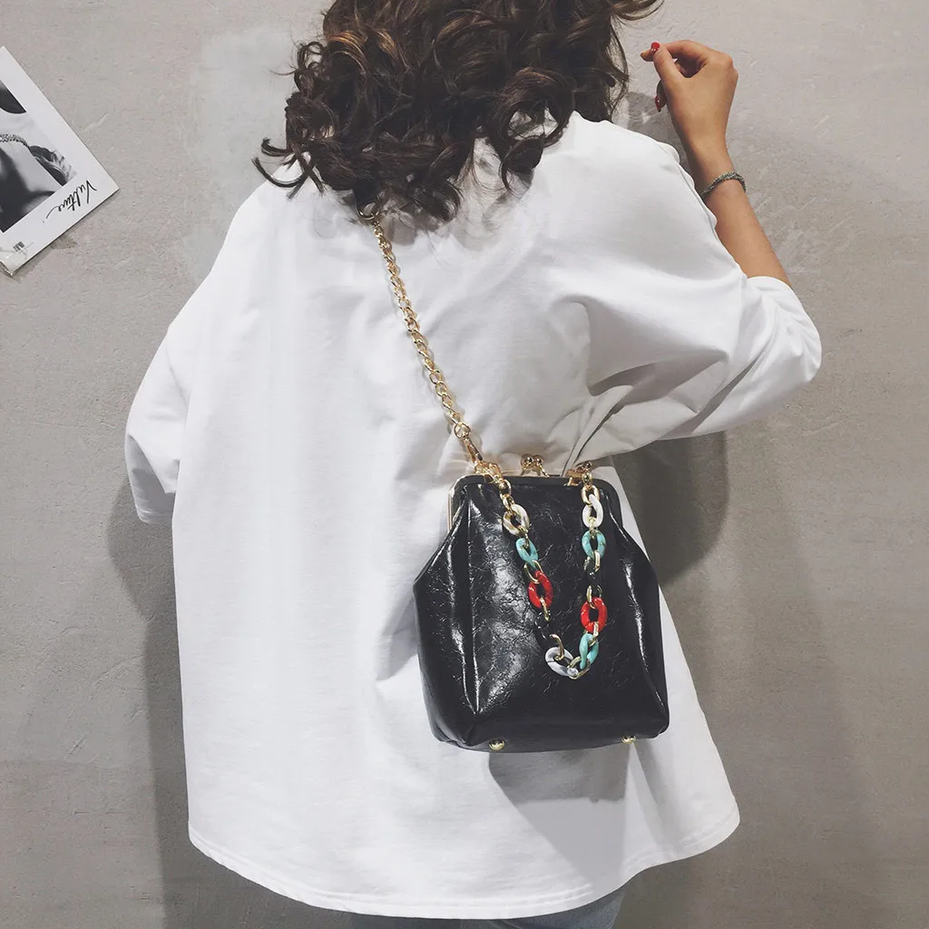 

2019 Women's Messenger Bag Color Chain Shoulder Bag Retro Print Small Square Bag bolsos mujer bolsa feminina #4