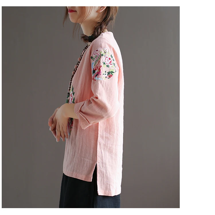 Blusa feminina de linho tamanho grande, camisas