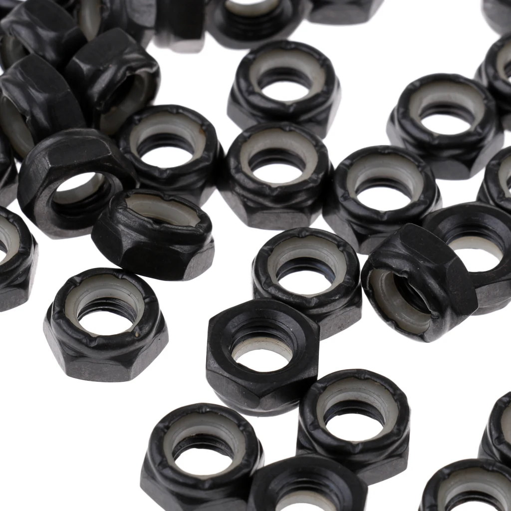 40 Pieces Sturdy Skateboard Longboard Trucks Wheels Replacement Axle Nuts Hardware Black Skateboard Trucks Axle Nuts