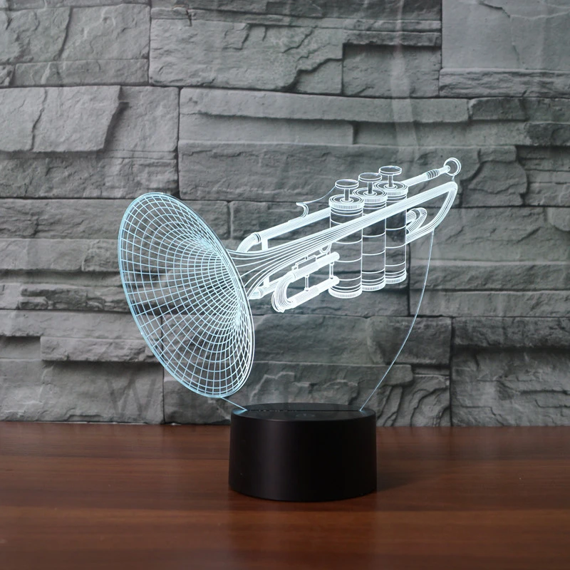 

3D Trumpet Visual Night Light LED Musical instruments Shape Table Lamp Color Chaning Lighting for Home Decor