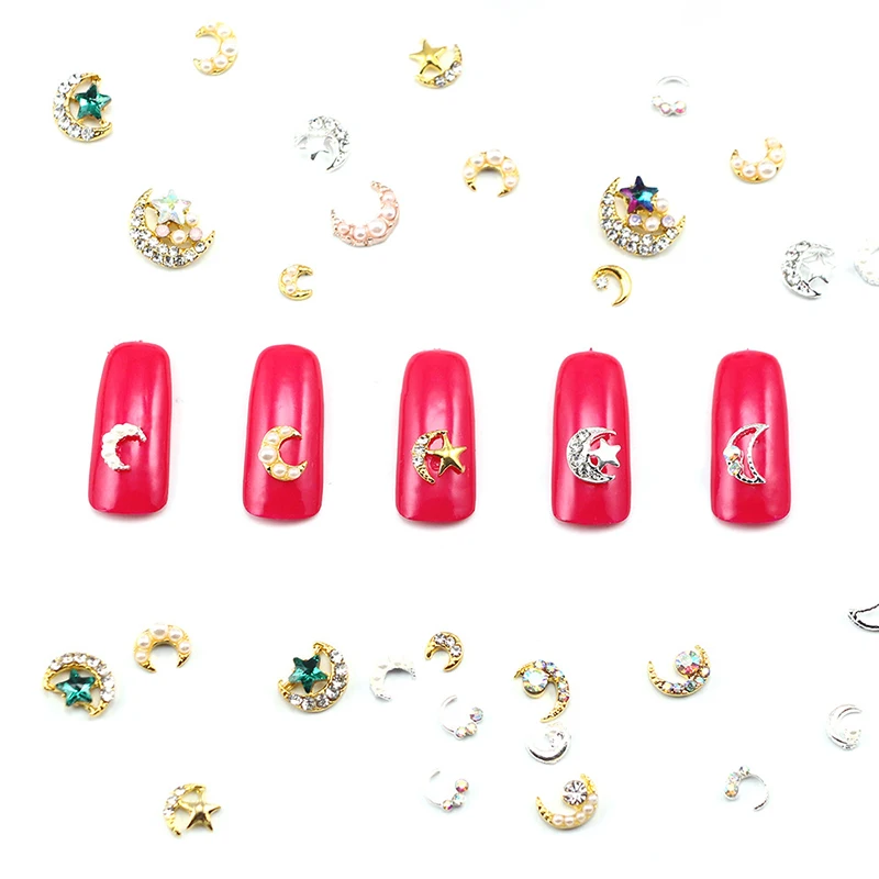 10 шт. 20 видов стилей новый Красота Nail Art Rhinestone металла Звезда Луна украшения для
