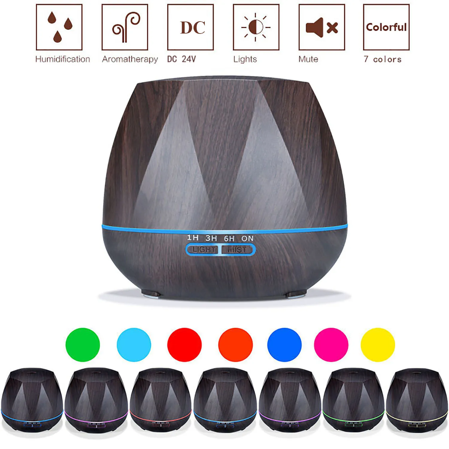 

Cool Mist Humidifier 550ml Ultrasonic Aroma Essential Oil Diffuser for Office Home Bedroom Living Room Study Yoga Spa