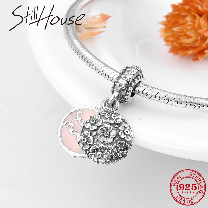 

Mother Birthday Gift 925 Sterling Silver Flowers Sweet Mother Charms For Jewelry Making Fit Original Pandora Necklace Bracelet