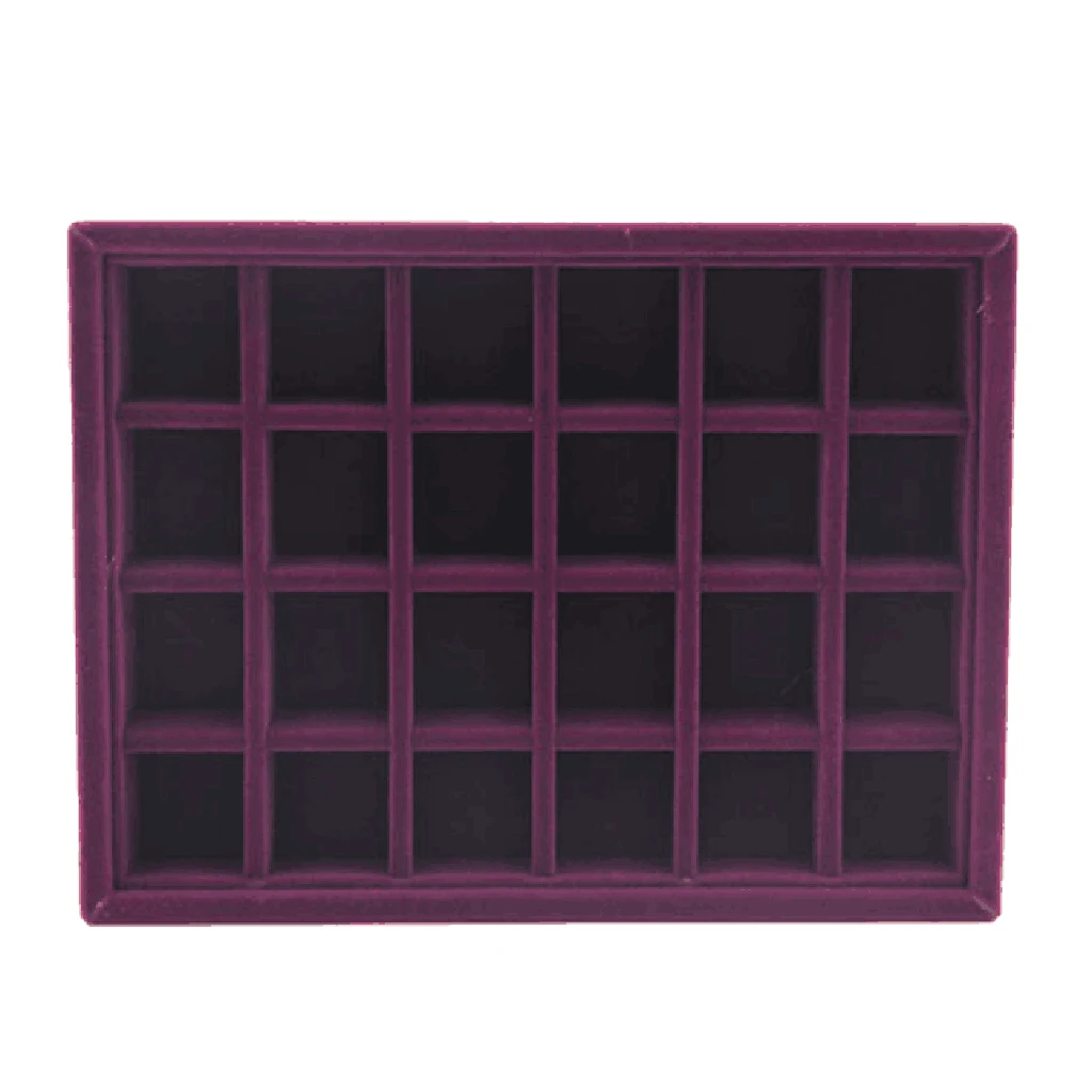 Elegant Purple Velvet Stackable Jewelry Display Tray Case Holder Organizers