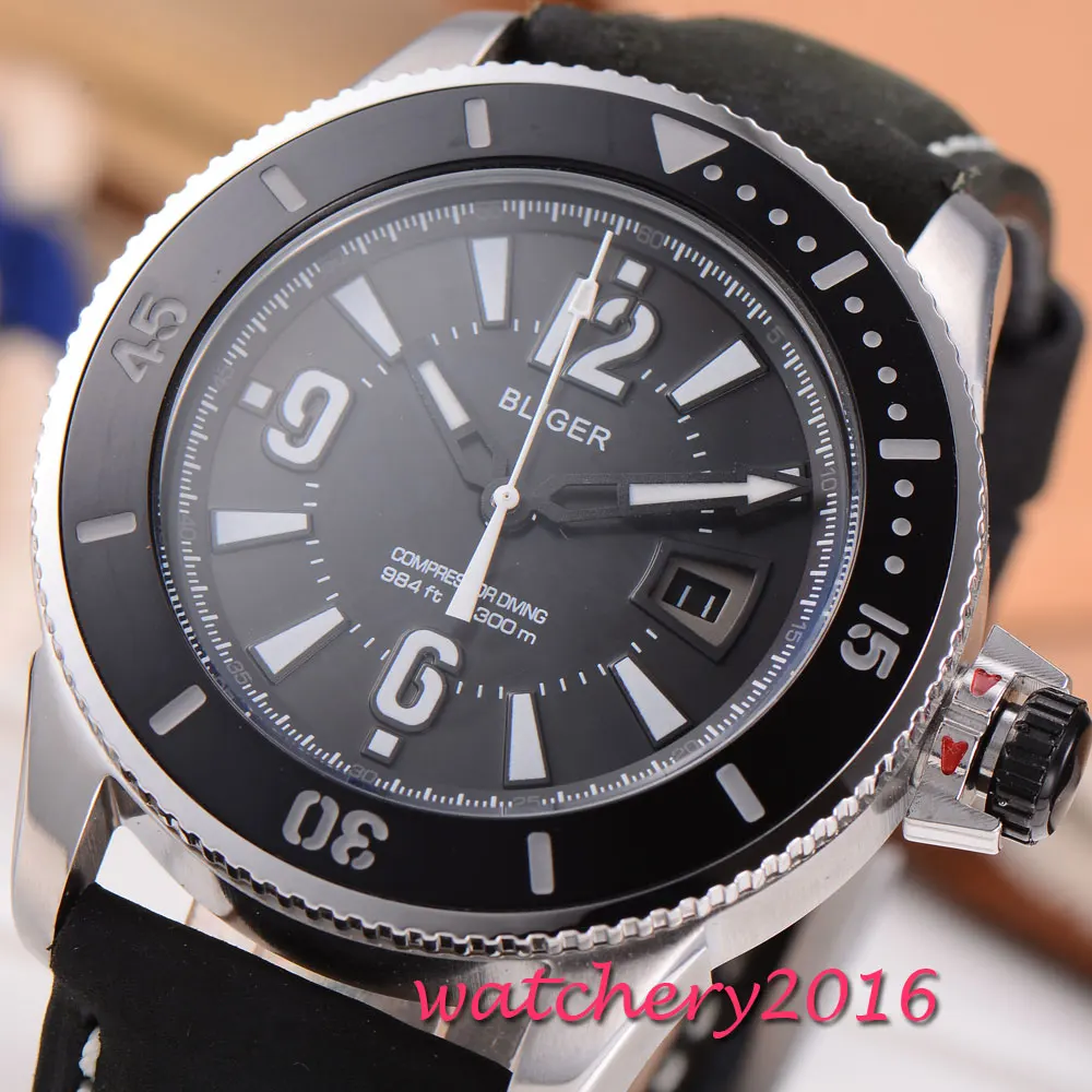 Новейший 43 мм черный циферблат с датой регулировки дисплея miyota автоматический самоветер move мужской t мужские механические наручные часы