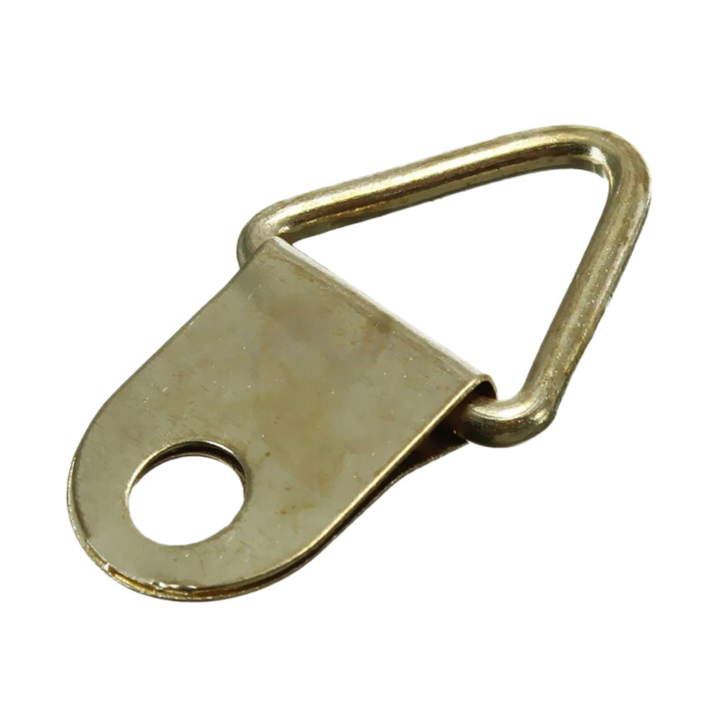 20 PCS D Ring Golden Wall Mount Hooks Hangers Triangle Brass Picture