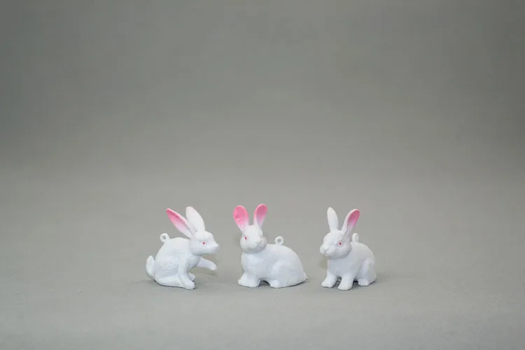 Animal model white rabbit ears Small  6-12cm
