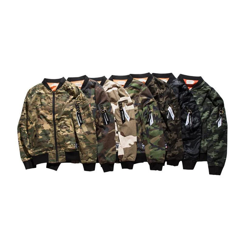 MA1 Camouflage Bomber Jacket Men 2016 Autumn V neck Streetwear Denim