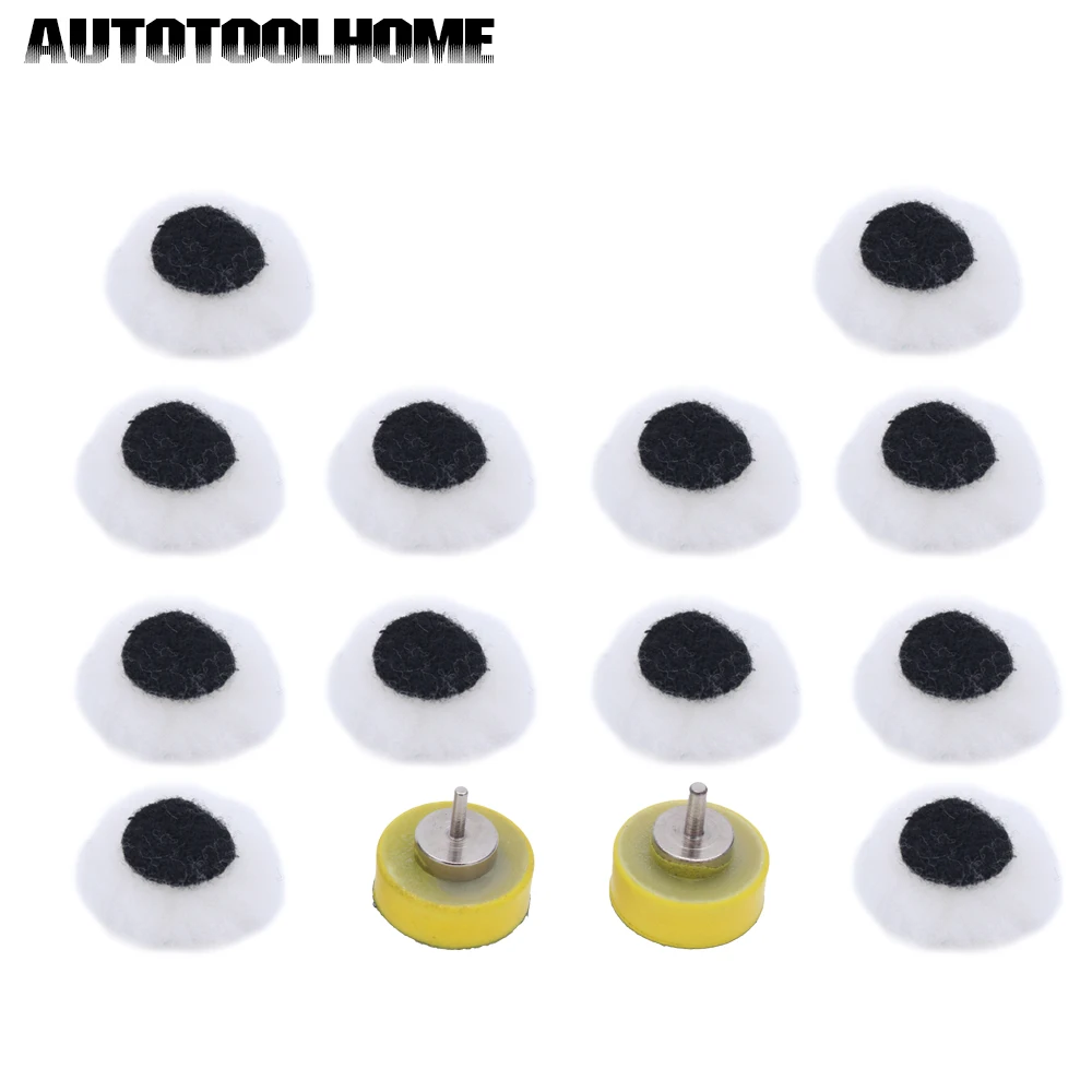 

12pc 1" 25mm Wool Felt Polishing Disc with 2.3 3mm Hook and Loop Backing Pad Grinding Accessories For Dremel Woodworking Tools