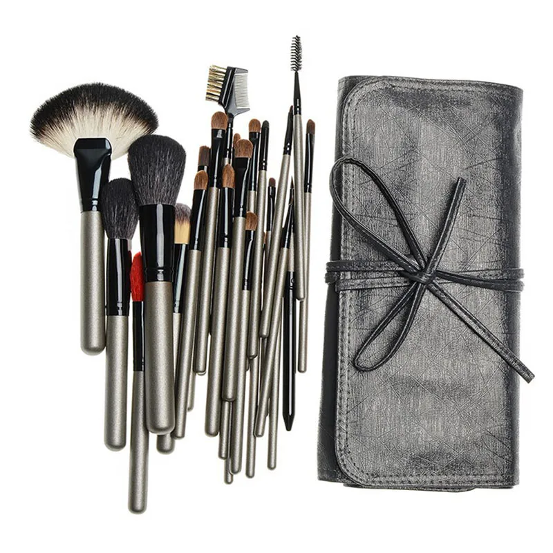 

Professional 26pcs Makeup Brushes Set Cosmetic Foundation Powder Eyeliner Eyebrow Brush Tools Soft Animal Hair with Leather Case