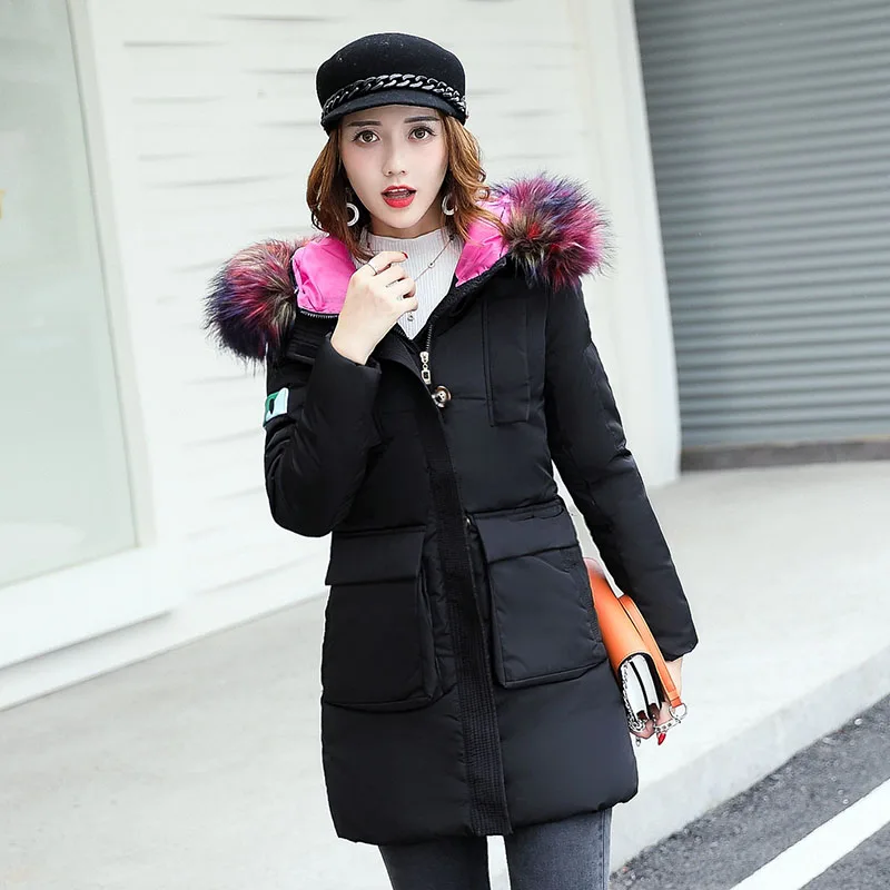 

2017 New Thick Winter Jacket Women Fashion Padded Coat Mujer Fur Collar Overcoat Parka Wadded Casaco Feminino Female Jacket C917