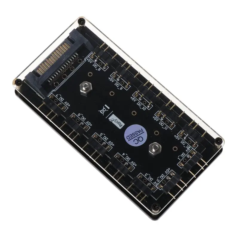 12-Way 5V RGB LED Splitter HUB PMMA Case and Magnetic Standoff SATA for ASUS//MSI