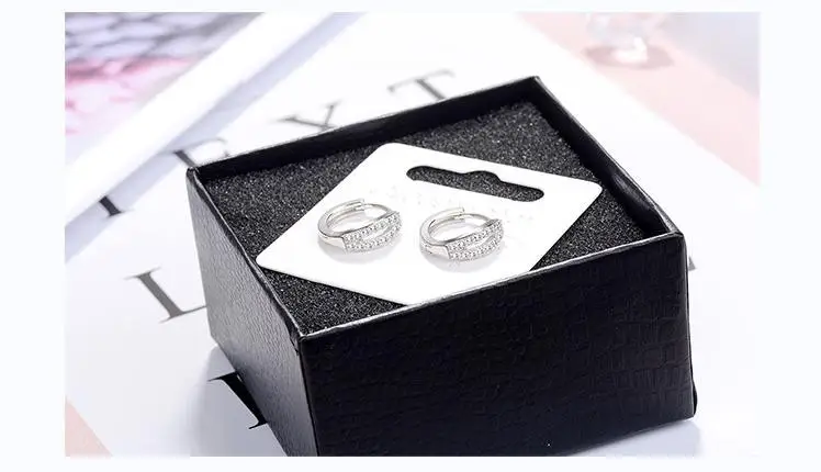 925 пробы серебряные серьги-кольца для женщин, модный дизайн, Двойные Прозрачные ослепительные серьги-кольца с кубическим цирконием для невесты