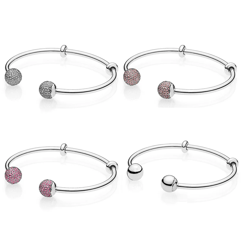 

MOMENTS Open Pave Multicolor Caps WIth Cubic Zirconia Bangle Fit DIY Snake Bracelet 925 Sterling Silver Bead Charm Jewelry