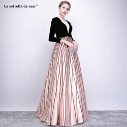 Ла звезда mar vestido madrinha2019 новый сексуальный v-образный вырез бархатные атласное с длинными рукавами трапециевидной формы красная Свадебная