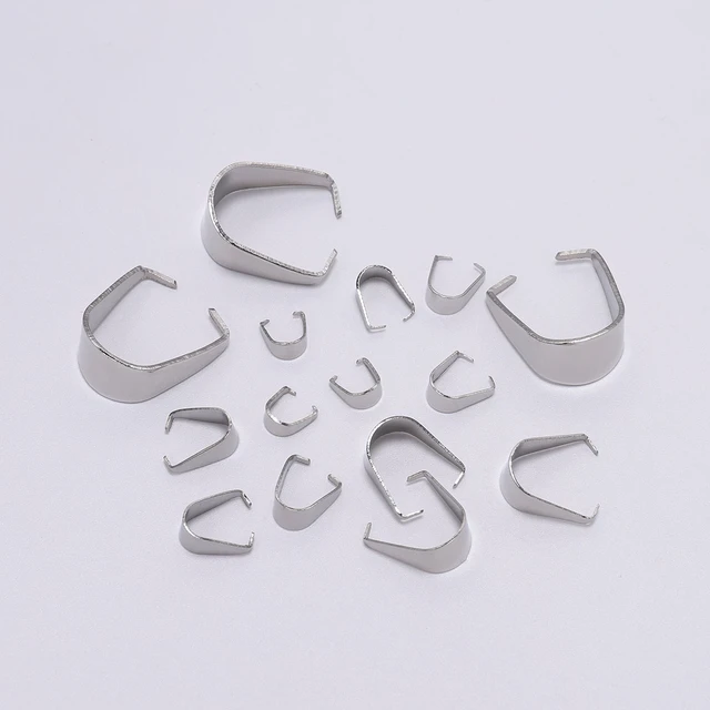 100 Pcs Pinch Bails for Pendants Eyelets Pendant Chain Clasps Clips  Connectors Bails for Jewelry Making 