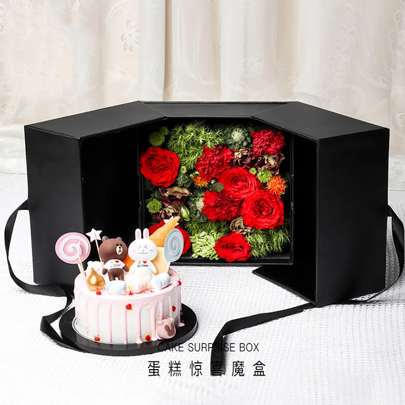 

High-end Leather Gift Packaging Boxes Surprise Gift Box Double layer Wedding Cake Flower Boxes