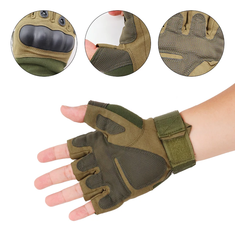 Men's Tactical Gloves Military Army Fingerless Gloves Outdoor Sports Anti-Slip Shooting Paintball Airsoft Bicycle Gloves