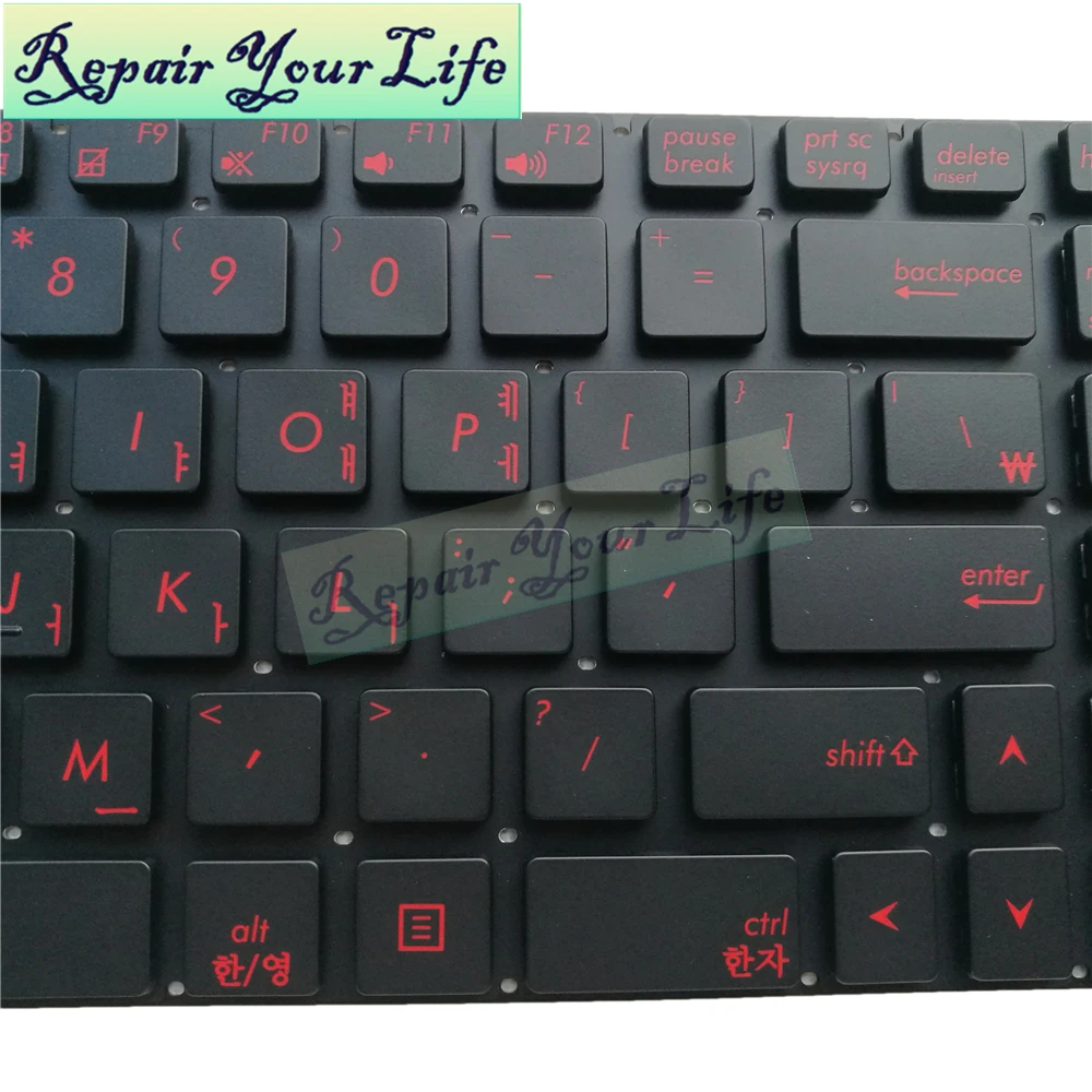 Teclado de Laptop para Asus Gl552v Teclado Preto Coreano com Teclas Vermelhas e Luz de Fundo para Asus Gl552vl Gl552vw Gl552vx Gl552jx - Imagem 3