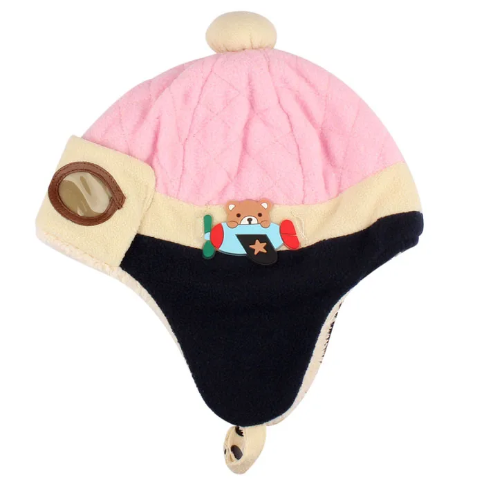 4 цвета, детский шлем летчика, крутая зимняя теплая шапка-Авиатор для малышей от 10 до 48 месяцев, детская зимняя шапка - Цвет: Черный
