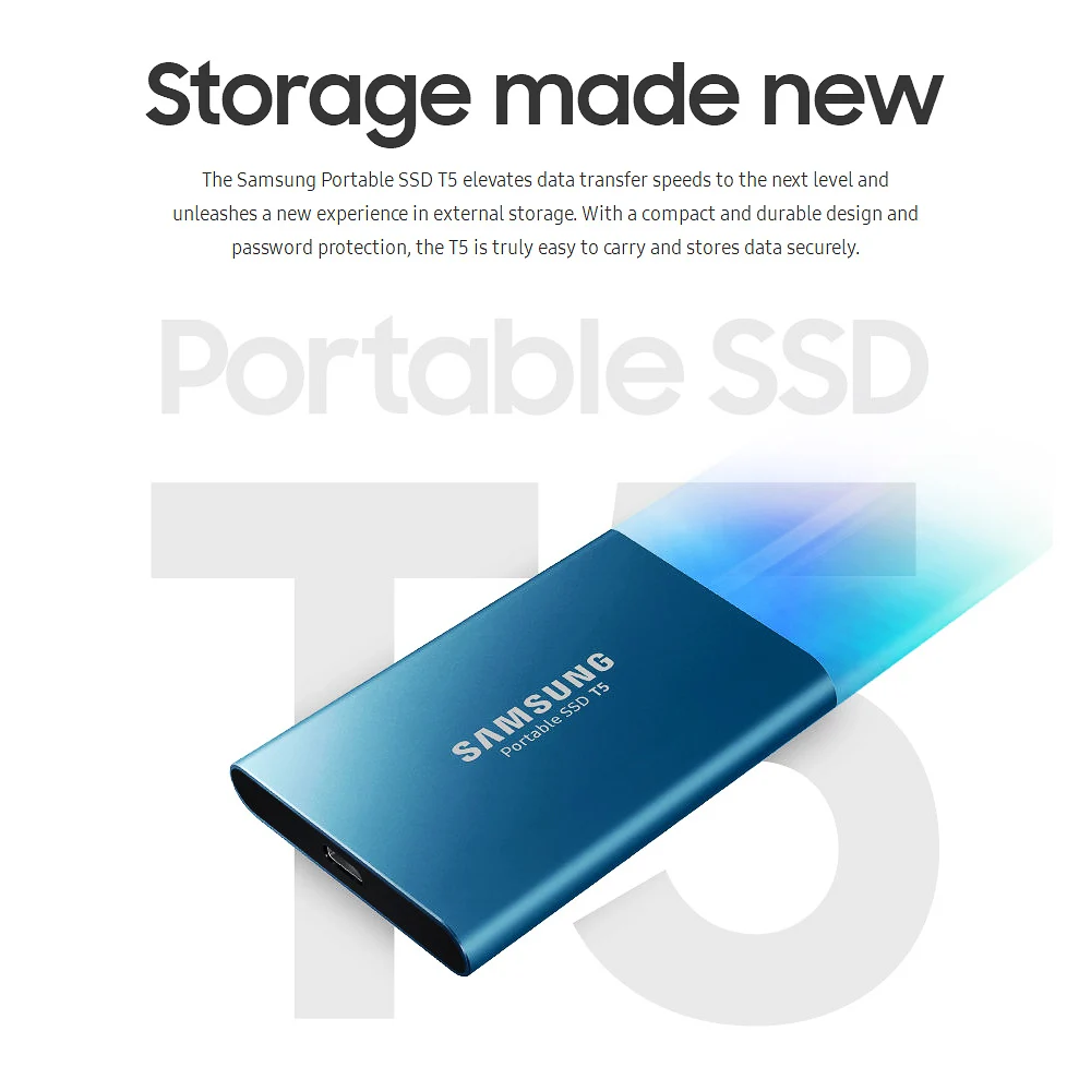 Samsung T5 портативный SSD 1 ТБ 250GB 500GB Тип C внешний твердотельный накопитель USB 3,1 портативный SSd жесткий диск для ноутбука Mac система