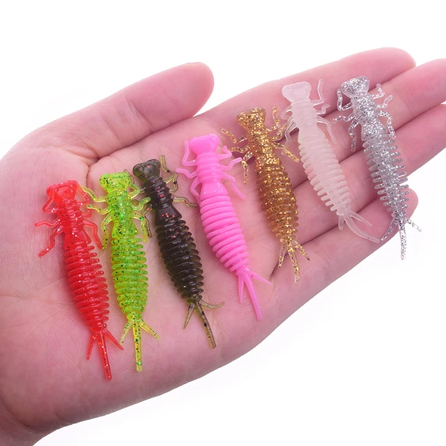 10pcs/lot Soft Worms Fishing Lures 55mm 1.2g Larva Soft Lures Artificial  Silicone Bass Pike