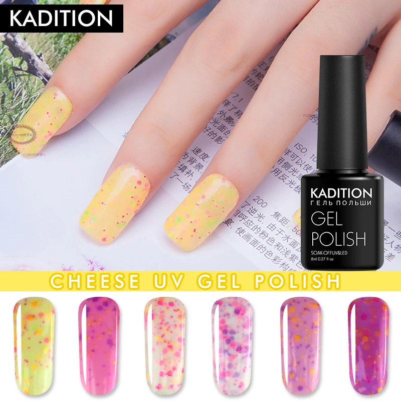 

KADITION Cheese 11 Colors Nail Gel Polish Candy Sandy Glitter Nail Design Soak Nail Art Glue Acrylic Varnish UV Gel Paint Vernis