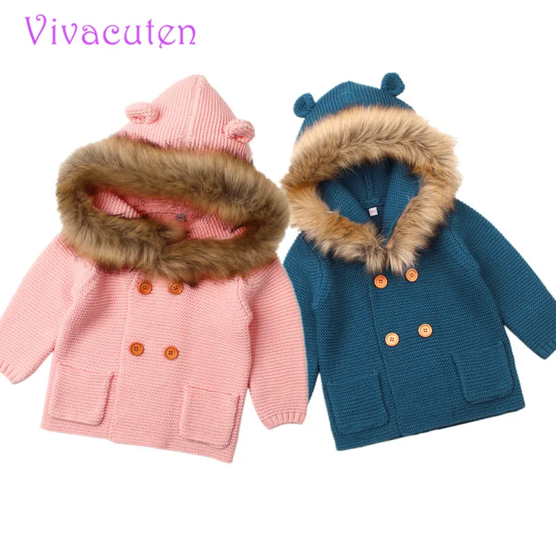 Baby Girls Knitted jacket Children Sweater 2018 Winter Warm Infant Boys