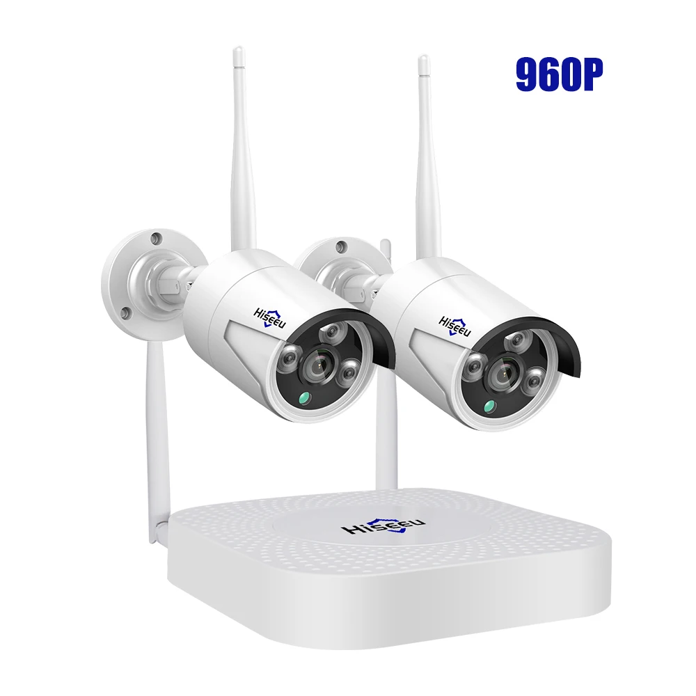 Hiseeu 4CH 960 P/1080 P двусторонний мониторинг Беспроводная CCTV камера система 2MP Обнаружение движения сетевая камера комплект безопасности - Цвет: 960P