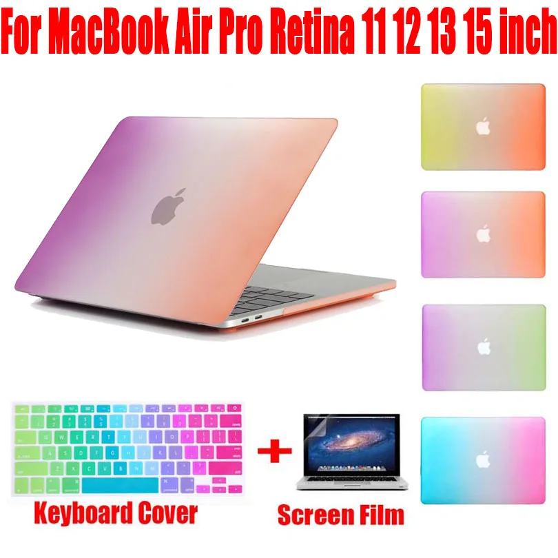 Для MacBook Air Pro Retina 11 12 13 15 дюймов модный матовый жесткий защитный чехол с радугой +