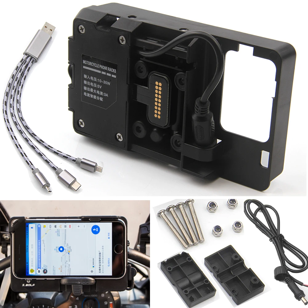 

Mobile Phone Navigation Bracket For BMW R1200GS R1200 GS ADVENTURE F700GS F800GS Africa Twin CRF1000L USB Charging Mount Holder