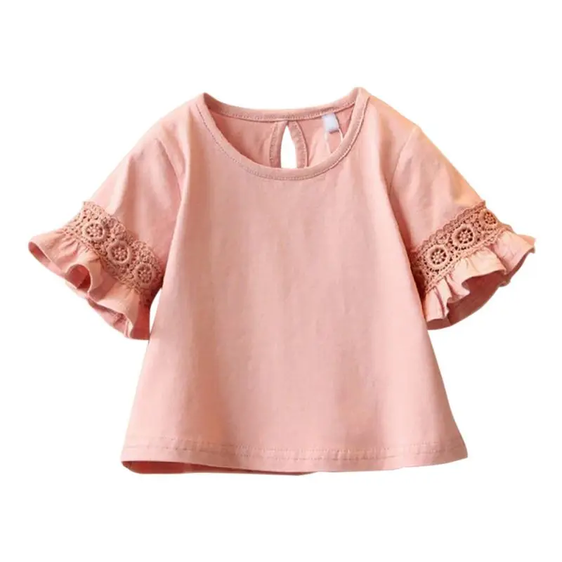 Toddler Girl T shirts Cotton T shirt girls Lace Half Sleeve T Shirts