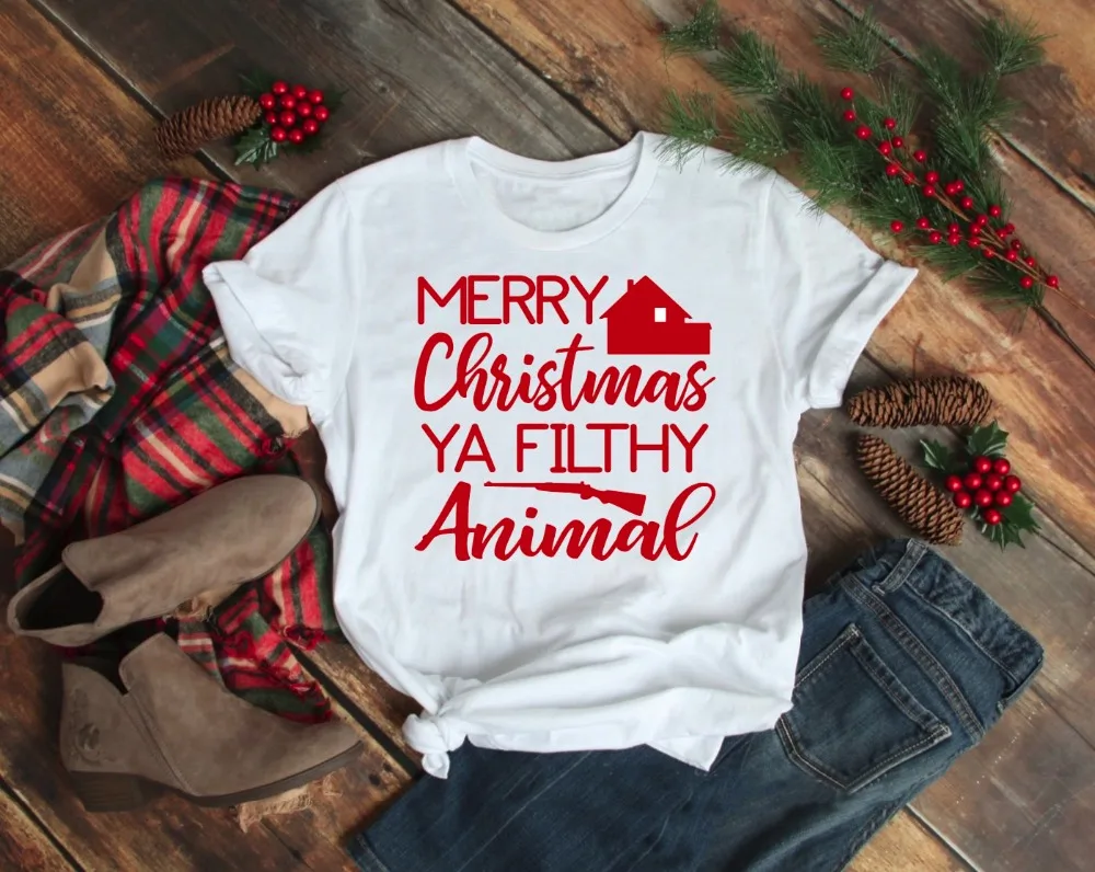 Веселое Рождество я грязные животные унисекс футболка домашняя Рождественская кино банды забавная графическая Повседневная Эстетическая футболка в стиле tumblr футболки